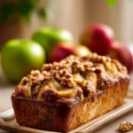 A Cozy Morning with Apple Coffee Cake’s Cinnamon Streusel Crunch 3 Close-up of a freshly baked apple coffee cake in a 9 x 13 pan with a golden crust and visible apple slices.