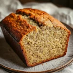 Close-up of banana bread made with quinoa flour, showcasing its texture and golden crust.