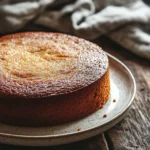 Close-up of a banana cake with a golden crust, no oven needed