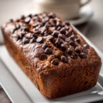 Close-up of Chocolate Espresso Banana Bread with a warm, inviting texture.