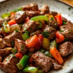 Close-up of a delicious chicken dinner with creamy sauce, perfect for beef chicken dinners.
