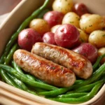 When Weeknight Cravings Hit: A Turkey Sausage Dinner to Soothe the Soul 3 Close-up of a turkey sausage dinner with vegetables and herbs on a white plate