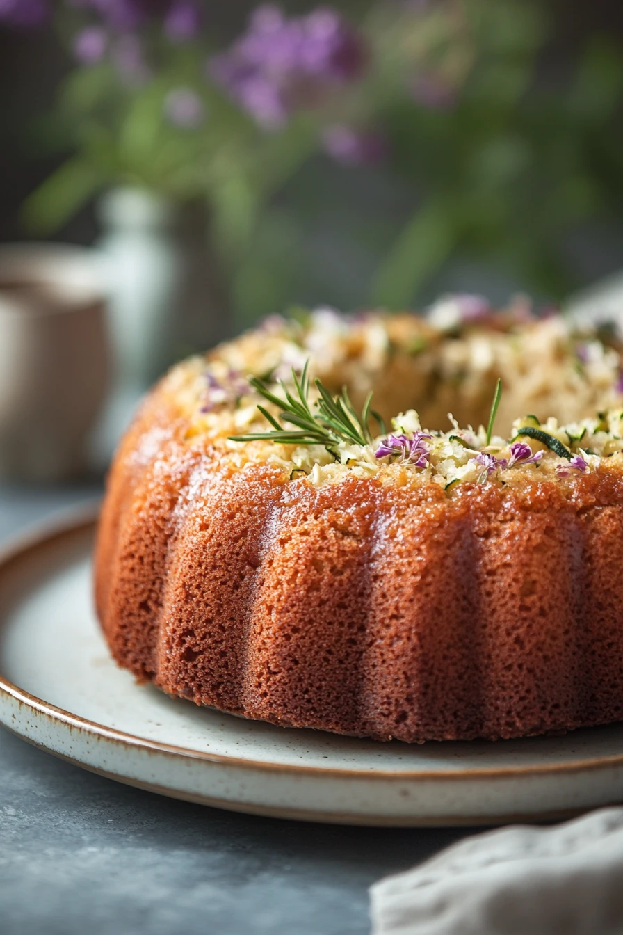 When You Need a Slice of Gluten Free Banana Zucchini Cake to Brighten Your Afternoon 2 Close-up of a gluten free banana zucchini cake with a light, moist texture.