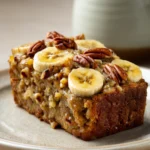 Close-up of Hummingbird Banana Bread with a golden crust and nuts on top