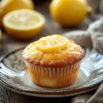 Close-up of lemon cake muffins with a bright, appetizing appearance.