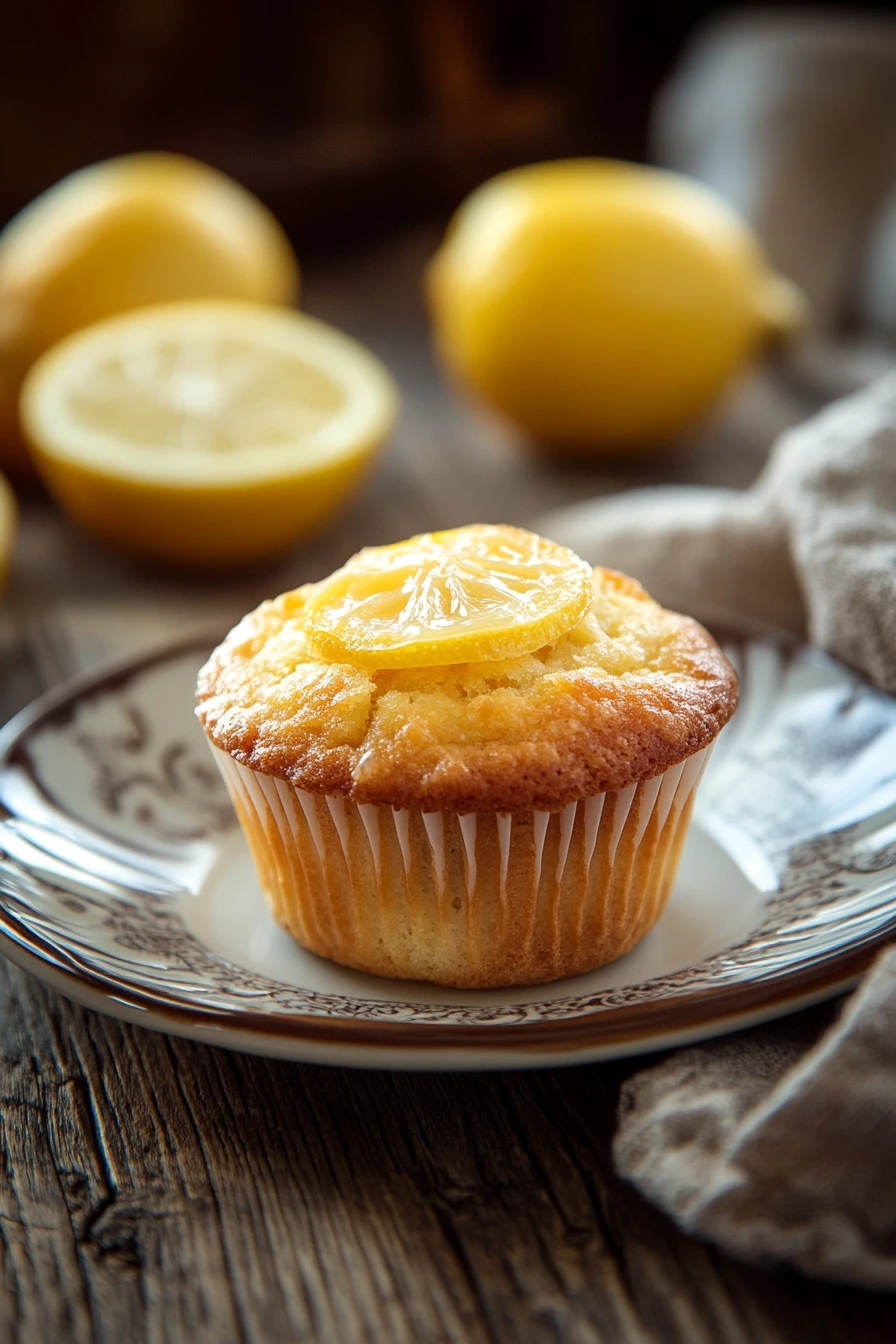 Close-up of lemon cake muffins with a bright, appetizing appearance.