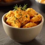 Close-up of low calorie chicken nugget dip with creamy sauce on a clean background