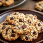 Close-up of oatmeal chocolate chip cookies in a glass jar with a clean background