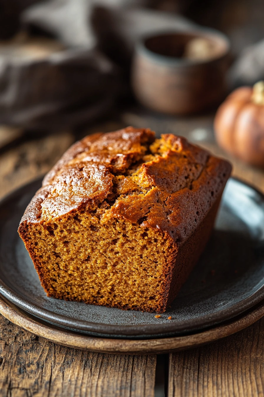 When Morning Cravings Hit: Pumpkin Bread Protein to the Rescue 2 Close-up of freshly baked pumpkin bread with a warm, golden crust.