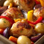 Sheet Pan Dinner Party: The Night I Almost Forgot the Wine 3 Close-up of a delicious sheet pan dinner with roasted vegetables and chicken