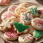 When the Kitchen Fills with Warmth: Sugar Cookie Decorating for Christmas 3 Close-up of beautifully decorated sugar cookies for Christmas with festive designs.