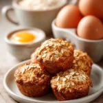 Close-up of yogurt oat muffins with a golden crust on a clean white background.