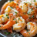 Close-up of air fryer shrimp with Italian seasoning on a clean white plate
