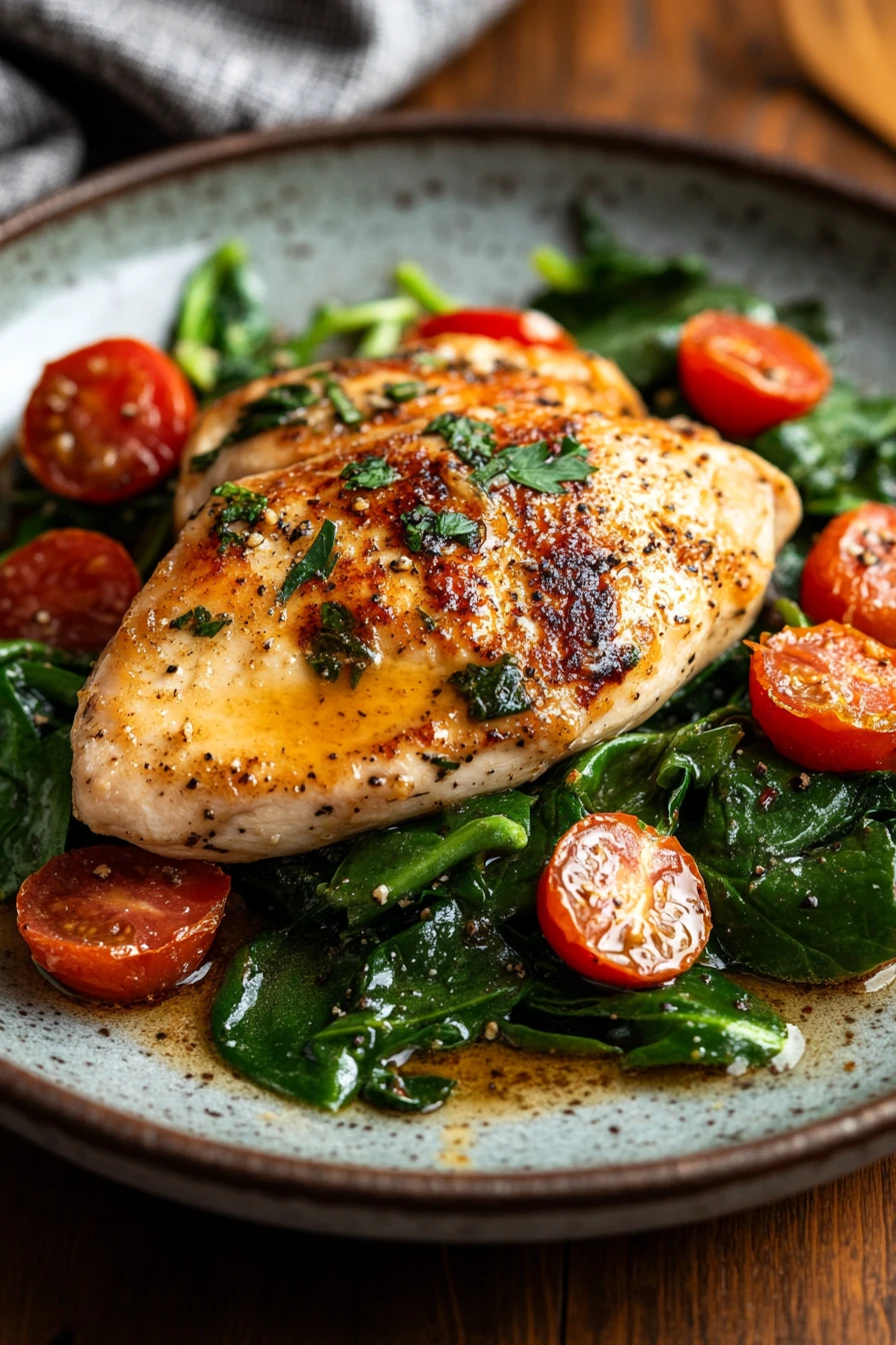 Close-up of a delicious chicken breast dinner with creamy sauce, perfect for a keto meal.