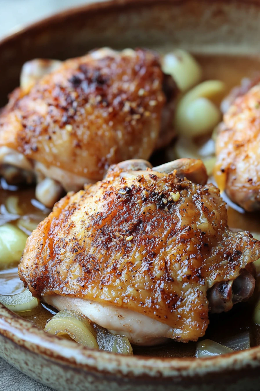 When Dinner Calls for Crock Pot Chicken Thighs and Zero Fuss 2 Close-up of crock pot chicken thighs in a creamy sauce with herbs