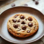 Close-up of eggless chewy cookies with a golden brown texture on a clean background.