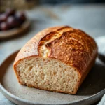 Close-up of freshly baked bread without yeast on a wooden board