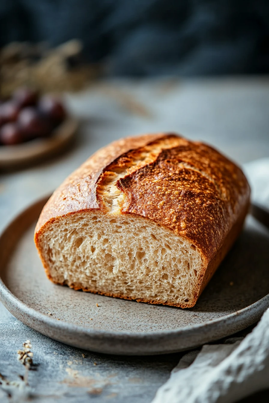 Close-up of freshly baked bread without yeast on a wooden board