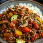 Gluten-Free Ground Beef Dinner That Warms You After a Busy Day 3 Close-up of a delicious ground beef dinner with vibrant colors and textures.