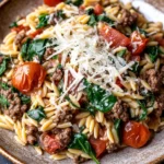 High Protein Orzo Beef for When You Need a Hearty Dinner Fix 3 Close-up of high protein orzo beef dish with vibrant colors and appetizing presentation.