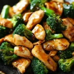 Close-up of a delicious low calorie chicken and broccoli dish with vibrant colors