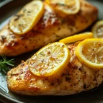 Close-up of low calorie oven baked chicken with herbs and spices