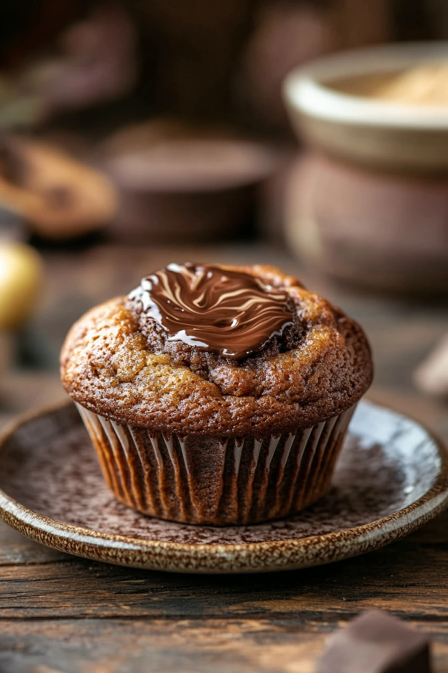 Close-up of muffins with yogurt and Nutella on a clean background