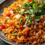 Close-up of one pot dhal rice with vibrant colors and textures