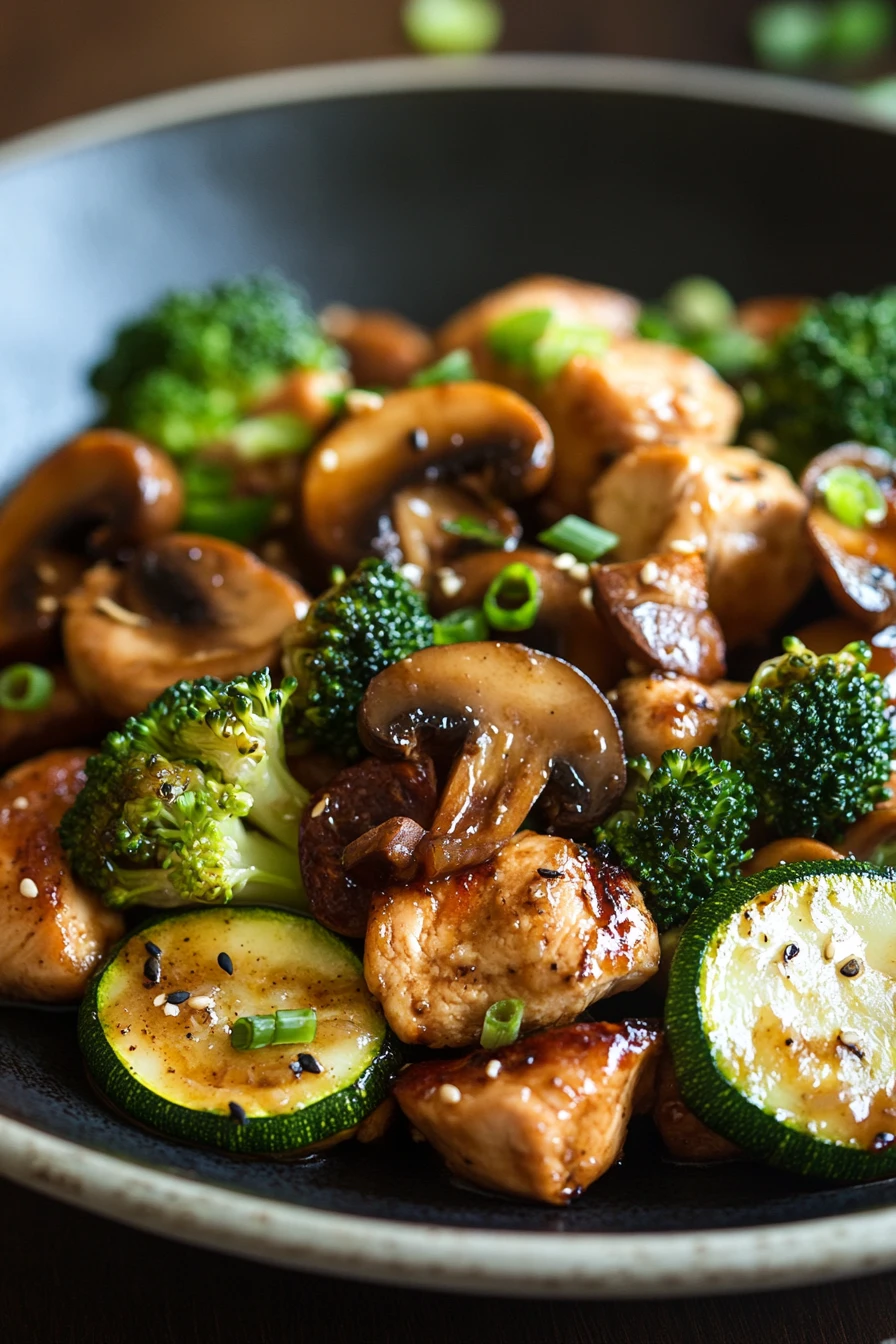 When Weeknight Cravings Hit: Skillet Chicken Hibachi to the Rescue 2 Close-up of skillet chicken hibachi with vibrant vegetables and a clean background.