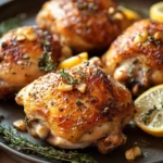 Close-up of a slow cooker chicken dish with herbs and creamy sauce, perfect for Whole 30.