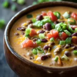 Slow Cooker Chili Queso Dip That Turns Game Night Into a Celebration 3 Close-up of slow cooker chili queso dip with creamy cheese and chili topping