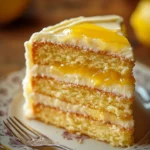 Vanilla Cake with Lemon Curd for When You Need a Bright Sweet Escape 3 Close-up of a vanilla cake topped with lemon curd, showcasing bright textures and minimal background.